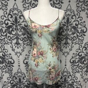 VTG 90s Victoria Secret Gold Label Floral Slip Dress Chemise‎ Sage Blue XS 0143